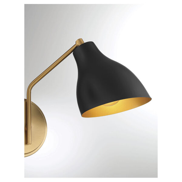 Chelsea Matte Black with Natural Brass 10-Inch Two-light Wall Sconce, image 6