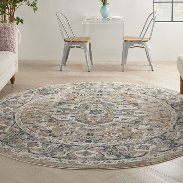 Concerto Beige Gray Round: 7 Ft. 10 In. x 7 Ft. 10 In. Area Rug, image 2