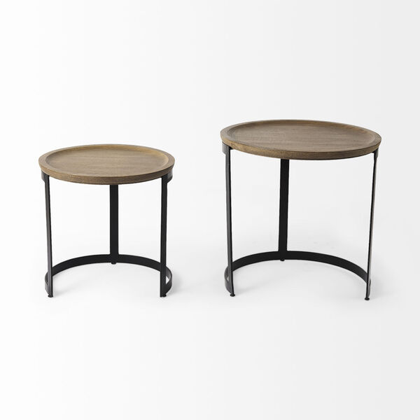 Aisley Light Brown and Black Round Nesting Side Table, Set of 2, image 5