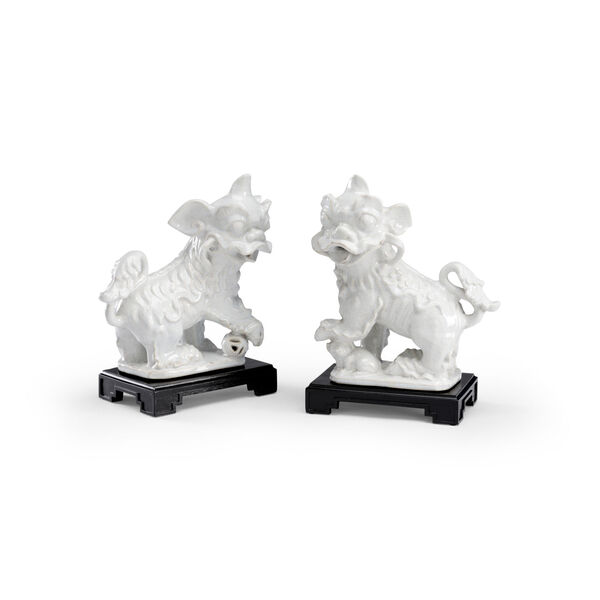 White and Black Chinese Dogs Figurine, image 1