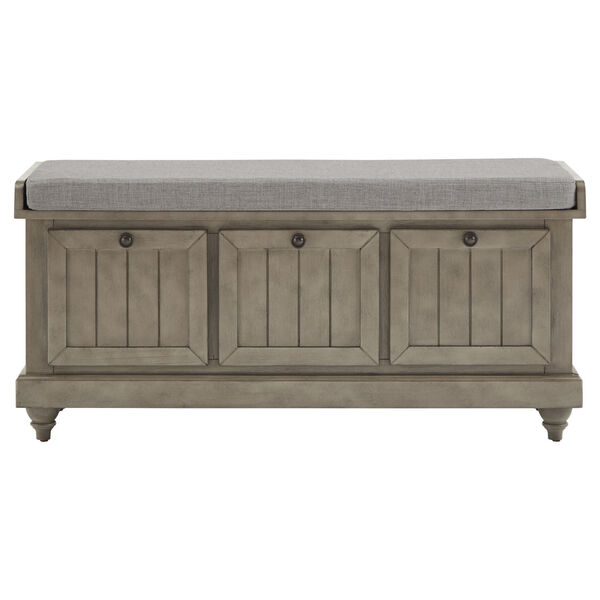 Potter Gray Storage Bench with Linen Seat Cushion, image 2