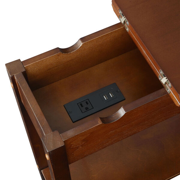 American Heritage Espresso Flip Top End Table with Charging Station, image 5