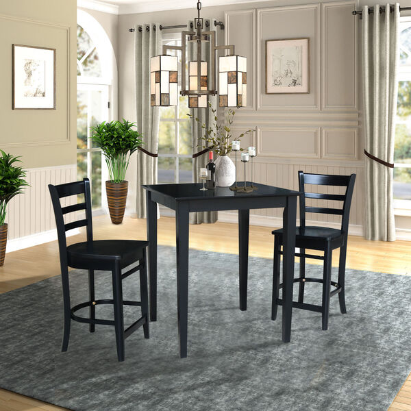 Black 30-Inch Gathering Height Table with Two Counter Stool, Three-Piece, image 1