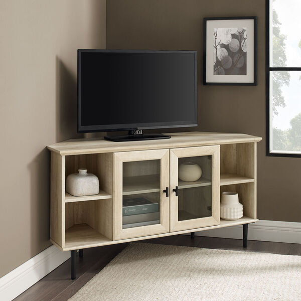 White Oak TV Console with Glass Door, image 1