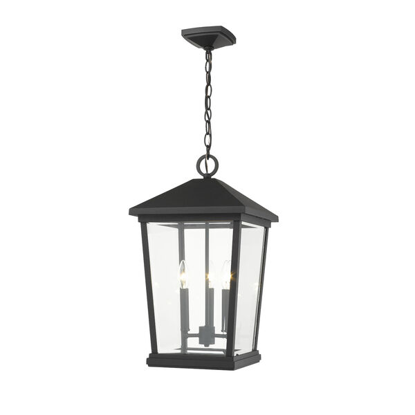 Beacon Black Three-Light Outdoor Pendant With Transparent Beveled Glass, image 1