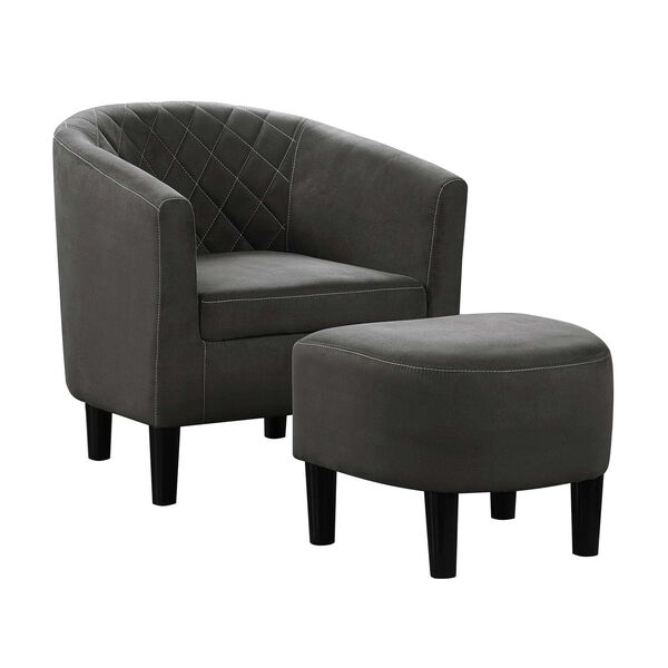Take A Seat Dark Gray Microfiber Roosevelt Accent Chair with Ottoman, image 1