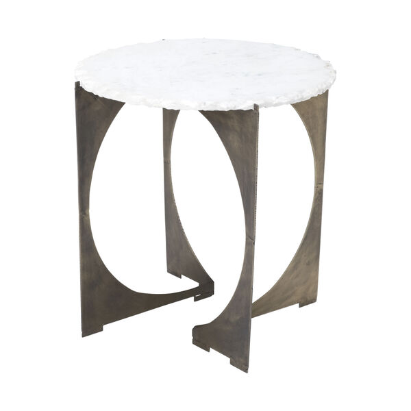 Reinhold II White Round Live-Edge Marble Top End Table, image 1