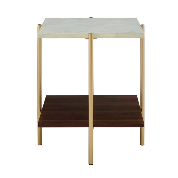 Marble and Gold Square Side Table, image 3