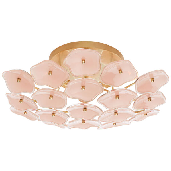 Leighton Large Flush Mount in Soft Brass with Blush Tinted Glass by kate spade new york, image 1