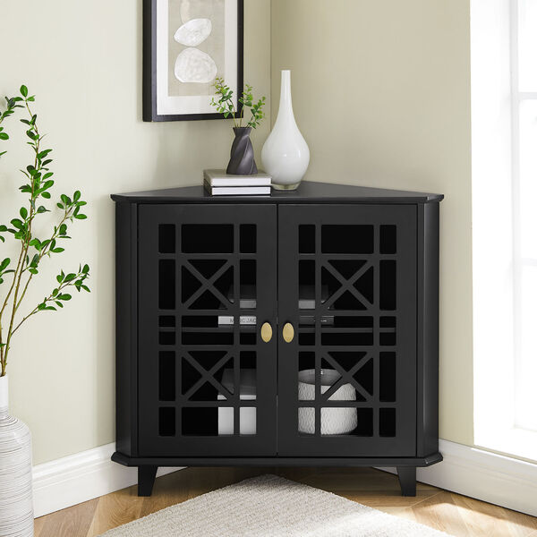Gwen Fretwork Black Corner Cabinet, image 2