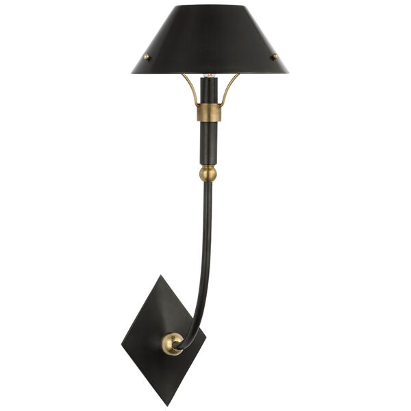 Turlington Large Sconce in Bronze and Hand-Rubbed Antique Brass with Bronze Shade by Thomas O'Brien, image 1