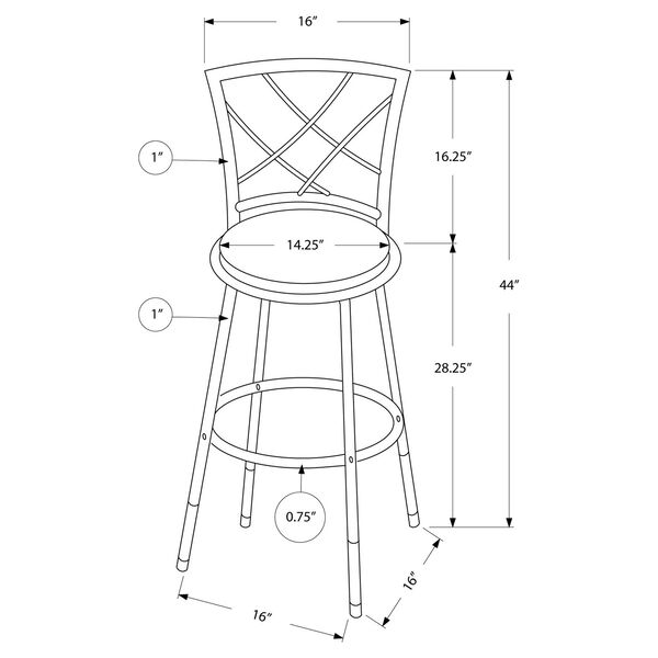 Barstool - 2 Piece / Swivel / White / Grey Fabric Seat, image 3