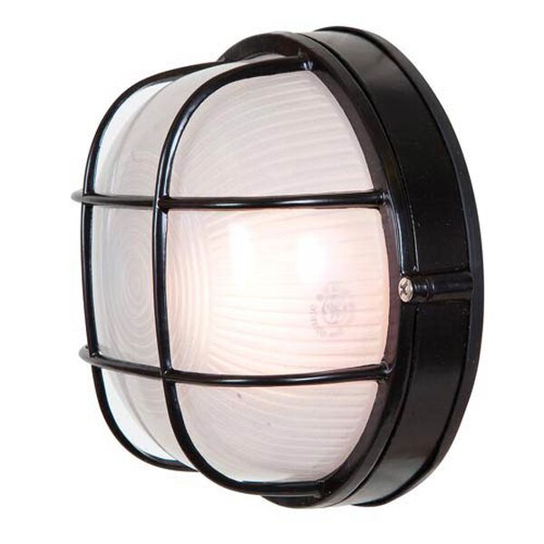 Nauticus Black One-Light Outdoor Wall Light with Frosted Glass, image 2