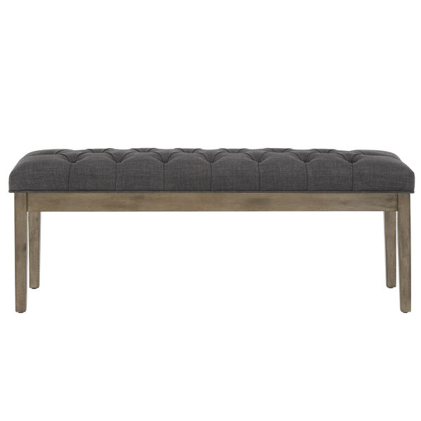 Amy Dark Gray Tufted Reclaimed Look Upholstered Bench, image 2