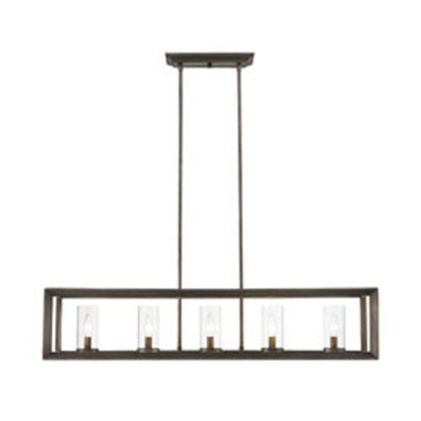Ava Gunmetal Bronze Five-Light Pendant with Clear Glass, image 1