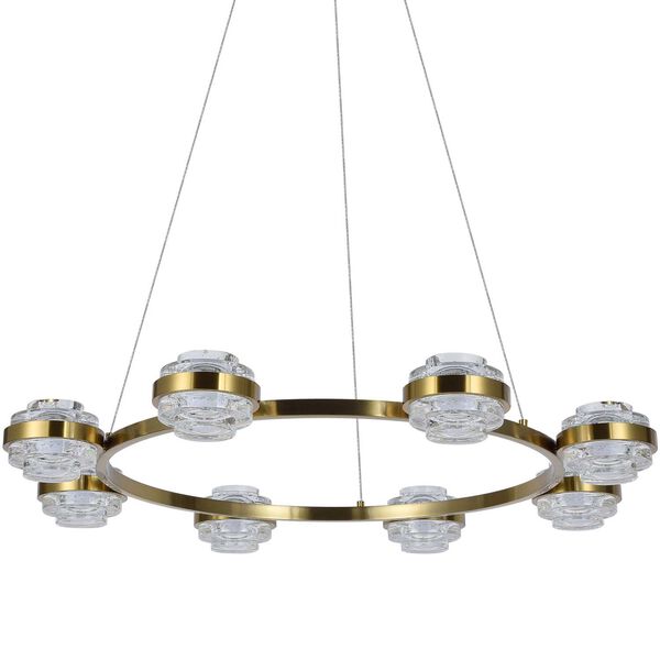 Milano Antique Brass Adjustable Eight-Light Integrated LED Chandelier, image 2