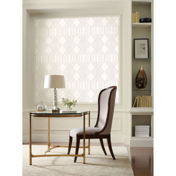 Handpainted  Taupe Ettched Lattice Wallpaper, image 1