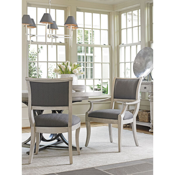 Oyster Bay White and Gray Eastport Dining Arm Chair, image 3