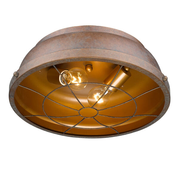 Bartlett Copper Patina Two-Light Cage Flush Mount, image 2
