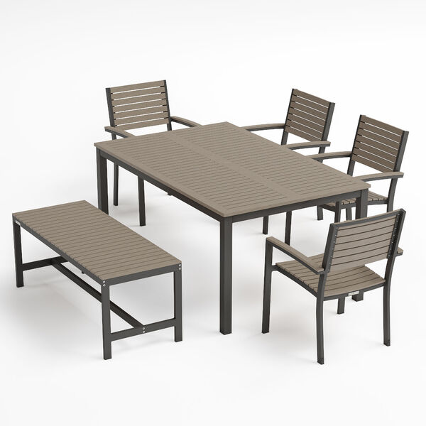 Travira Carbon Rectangular Dining Set, Six-Piece, image 1