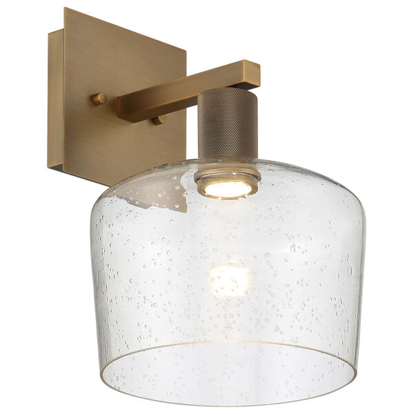 Port Nine Brass-Antique and Satin Outdoor Intergrated LED Wall Sconce with Clear Glass, image 4