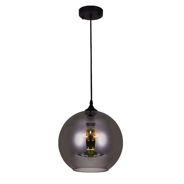Black Two-Light 12-Inch Pendant with Mirrored Smoke Glass, image 1