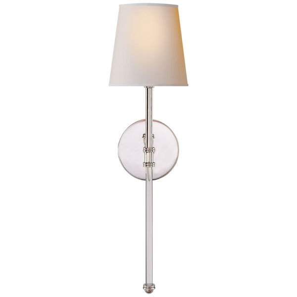 Camille Medium Sconce in Polished Nickel with Natural Paper Shade by Suzanne Kasler, image 1
