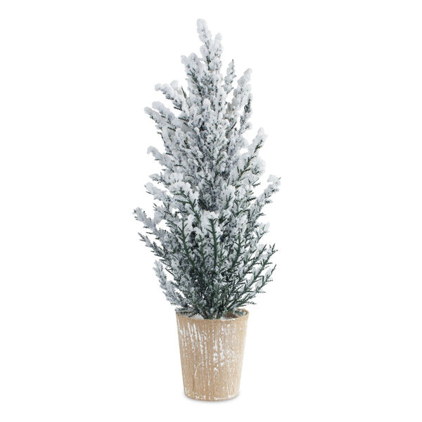 Silver Potted Snowy Pine Tabletop Tree, Set of Four, image 1