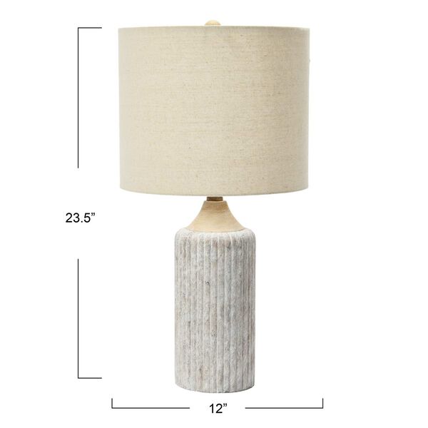 White One-Light 12-Inch Round Cement Desk Lamp, image 5