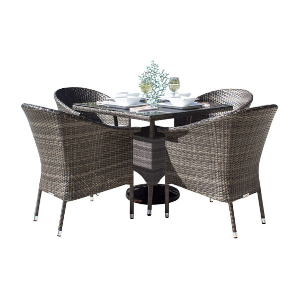 Ultra Standard Five-Piece Woven Armchair Dining Set with Cushions, image 1