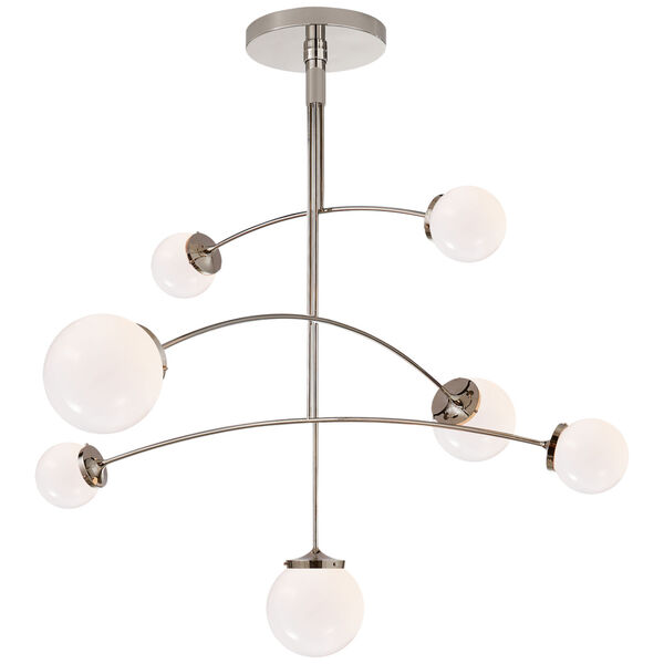 Prescott Large Mobile Chandelier in Polished Nickel with White Glass by kate spade new york, image 1