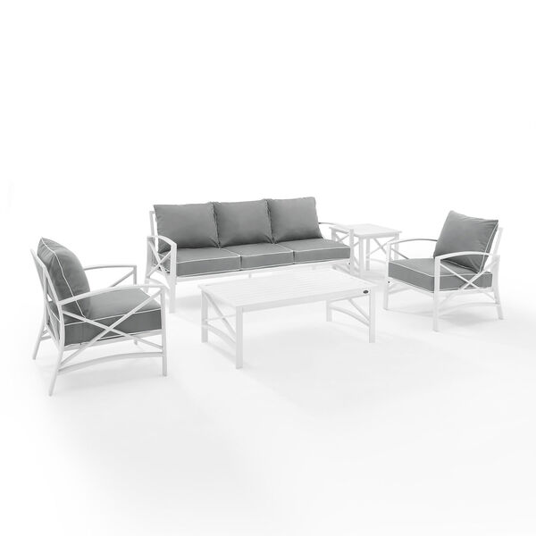 Kaplan Gray and White Outdoor Sofa Set, Five-Piece, image 6