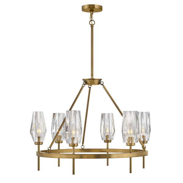 Ana Heritage Brass Six-Light Pendant With Faceted Clear Crystal Glass, image 2