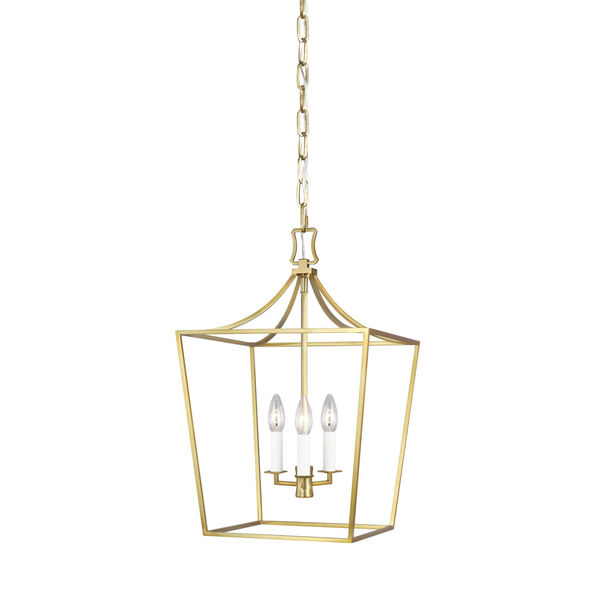 Southold Burnished Brass 14-Inch Three-Light Chandelier, image 1