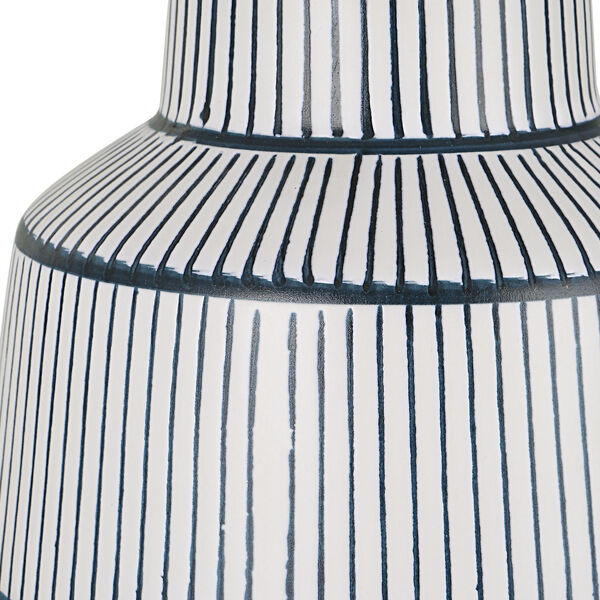 Breton Satin White and Navy Blue One-Light Nautical Stripe Table Lamp, image 4