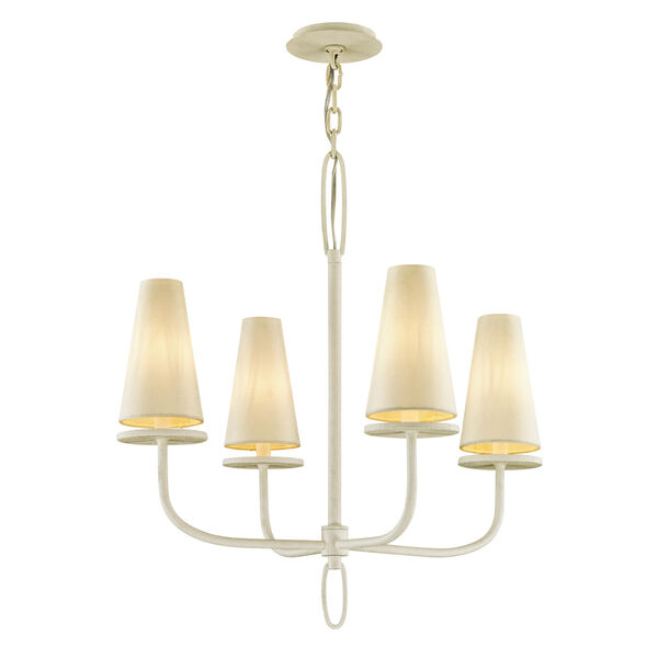 Marcel Gesso White Four-Light Chandelier with Off-White Hardback Cotton, image 1