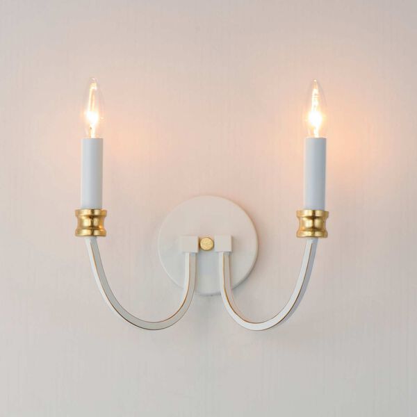 Charlton Weathered White Gold Leaf Two-Light Wall Sconce, image 3