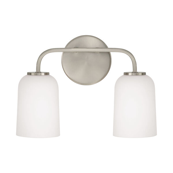 Lawson Brushed Nickel Two-Light Bath Vanity with Soft White Glass, image 4