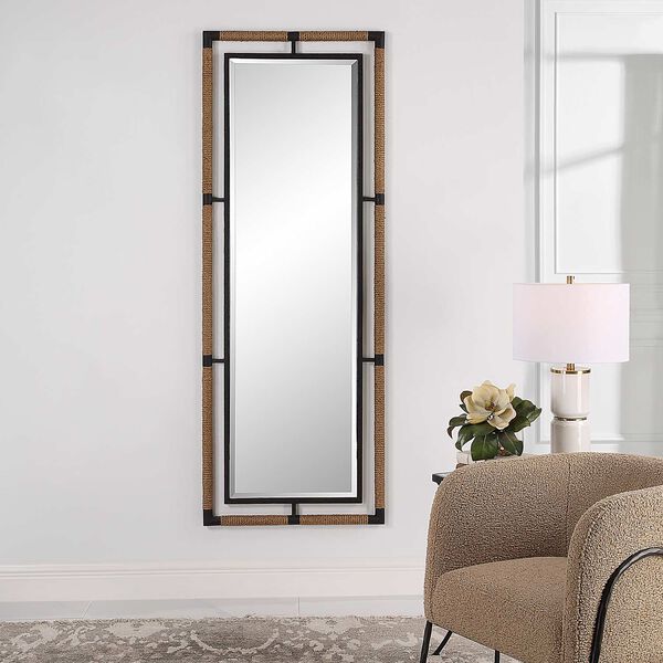Melville Brown Iron and Rope Tall Mirror, image 3
