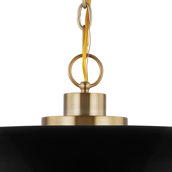 Colony Matte Black and Burnished Brass 15-Inch One-Light Pendant, image 4