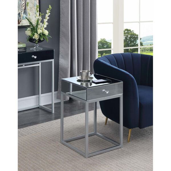 Reflections Silver MDF End Table with Mirror Top, image 3