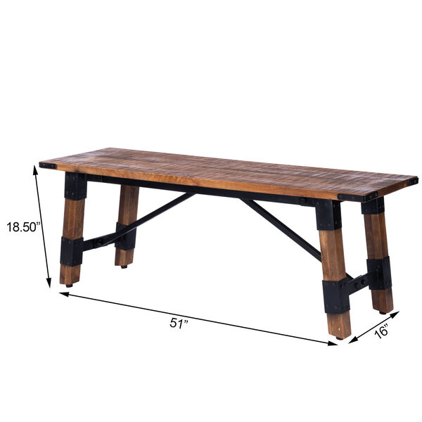 Masterson Natural and Black Wooden Bench, image 5