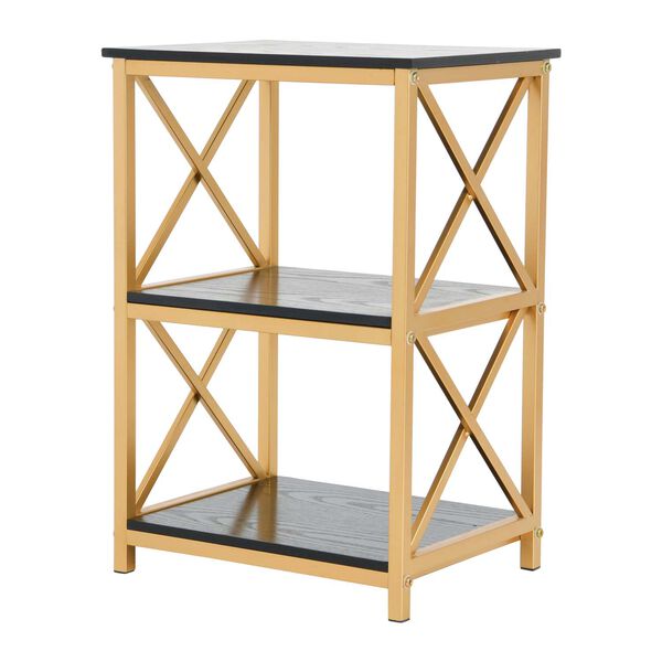 Black and Gold Crossline Side Table, image 1