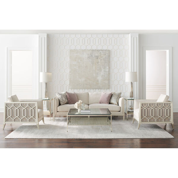 Caracole Classic Soft Silver Paint and Beige Just Duet Sofa, image 3