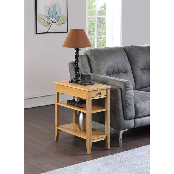 American Heritage Natural 11-Inch Three Tier End Table With Drawer, image 1