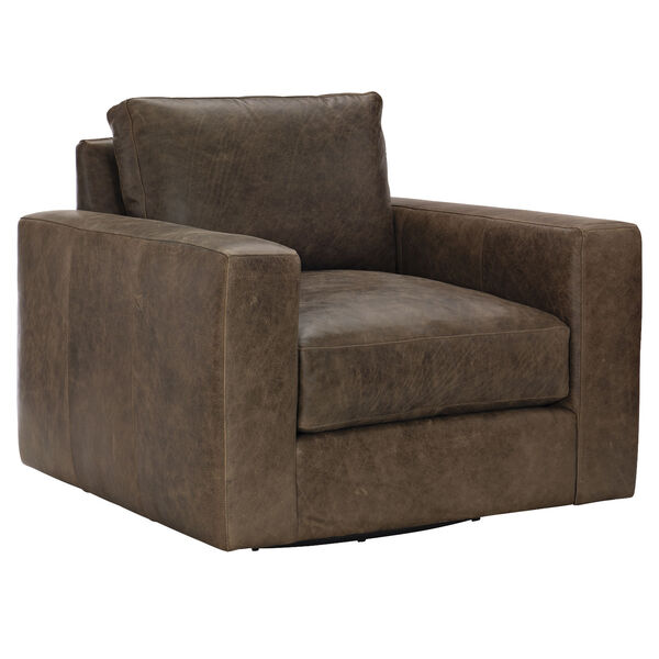 Dawkins Dark Brown Leather Swivel Chair, image 1
