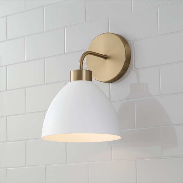 Ross Aged Brass and White One-Light Wall Sconce, image 2