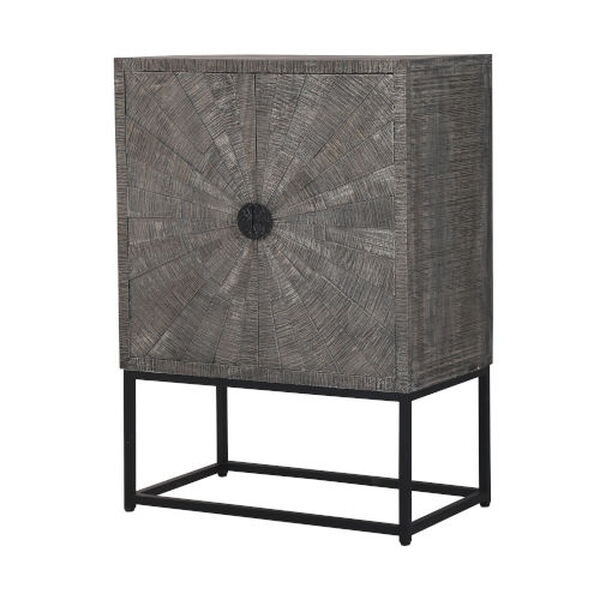 Brownish Gray and White Two Door Bar Cabinet, image 2
