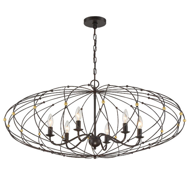 Zucca English Bronze and Antique Gold 38-Inch Six-Light Chandelier, image 4