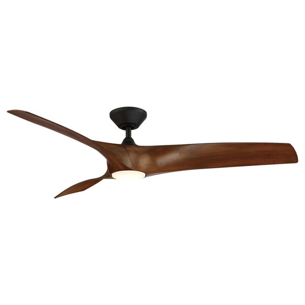 Zephyr Matte Black and Distressed Koa 62-Inch ADA LED Ceiling Fan, image 1